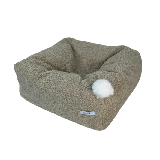 MEOWSQUARE PLUS- legowisko dla kota lub małego psa - Pufa boucle Beżowy