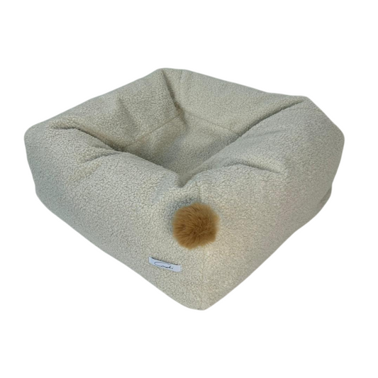 MEOWSQUARE PLUS- legowisko dla kota lub małego psa - Pufa boucle Perłowy